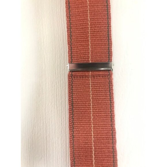 Vtg Big Sport Burnt Orange Tan Blue Striped Suspenders Leather Elastic Braces - Picture 6 of 9